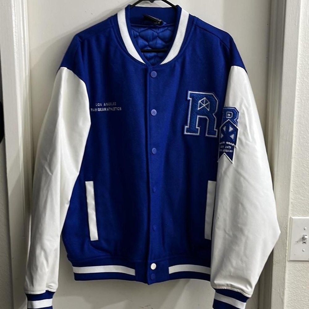 Royal Blue and White Varsity Jacket